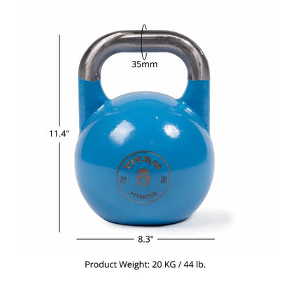 20 KG Competition Kettlebell, Color-Coded Blue, 35Mm Handle