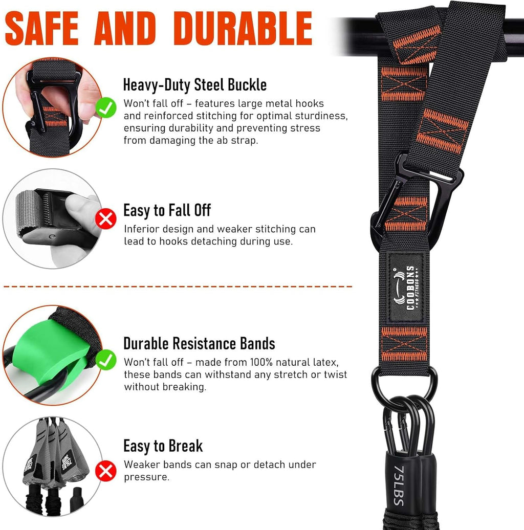 Pull up Assistance Bands, 300Lbs Heavy Duty Resistance Bands for Pull Ups with Adjustable Height, Fabric Feet Rest & Knee Support, Strength Training Pull up Bar Assist Bands for Home Gym Workouts