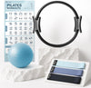 Pilates Ring Set 14" Magic Circle, 9" Mini Ball, Resistance Bands | Foam-Padded Fiberglass Pilates Ring, 400 Lb Anti-Burst Ball, Fabric Bands, Guide, Bag, Pilates Equipment Kit for Home Workout