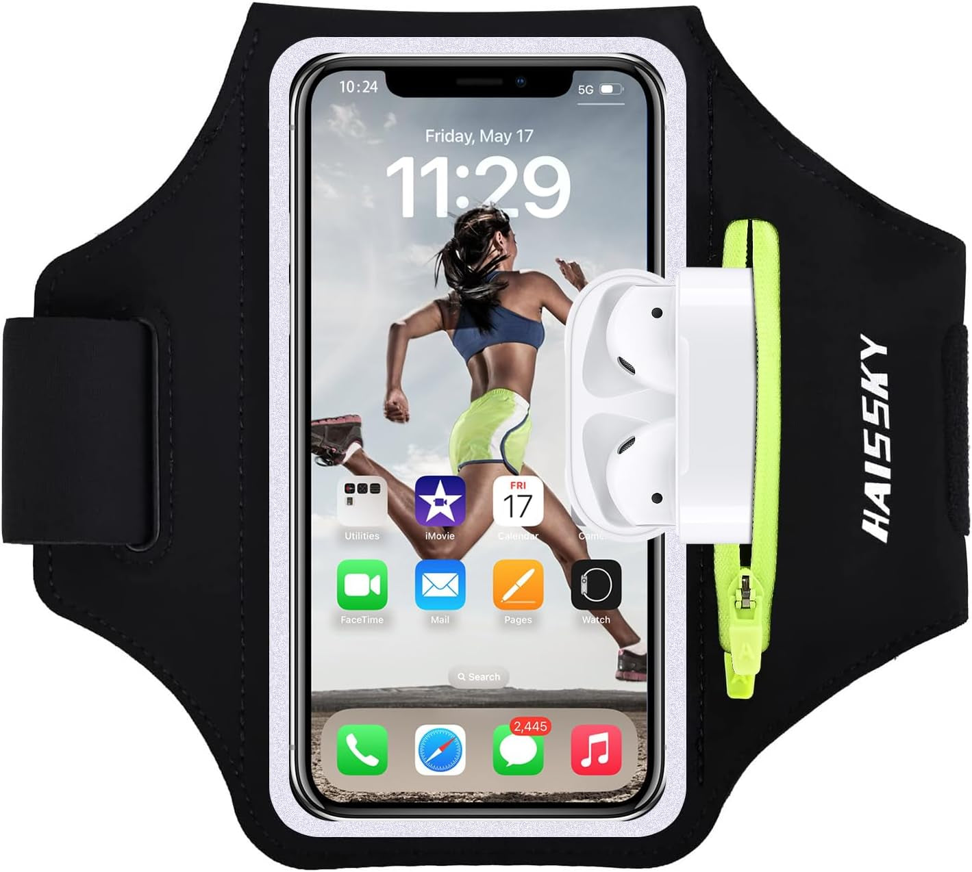 Running Armband with Zipper Pocket Sweatproof Running Phone Holder | Cell Phone Armband for Iphone Samsung,Non-Slip,Breathable Arm Phone Holder with Card Slot for Jogging Sports Gym Cycling 6.9"