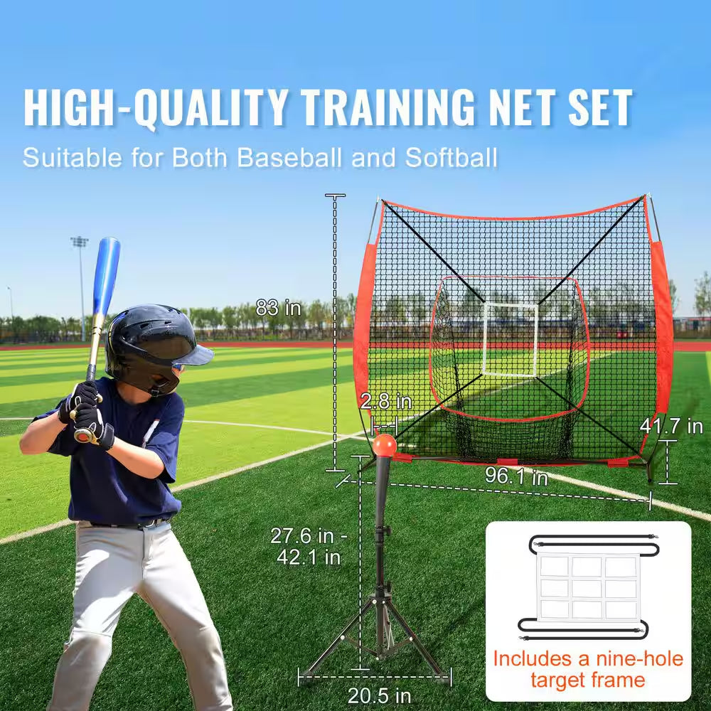 7 X 7 Ft. Baseball Softball Practice Net, Portable Baseball Training Net for Hitting Batting Catching Pitching