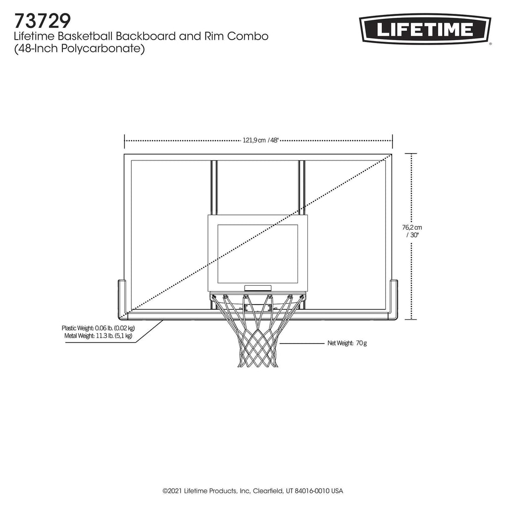 New Basketball Backboard and Rim Combo (48 Inch Polycarbonate) - 73729