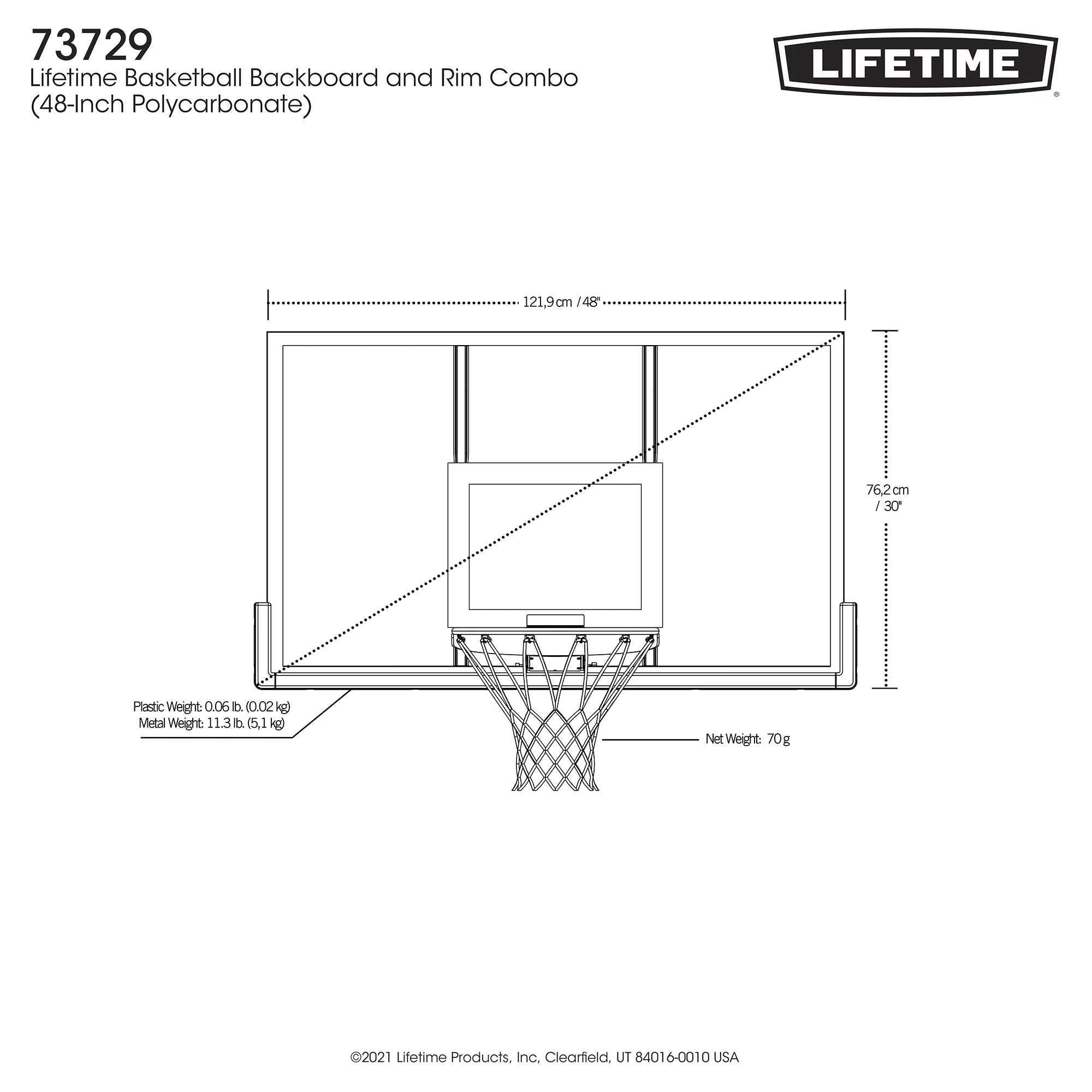 New Basketball Backboard and Rim Combo (48 Inch Polycarbonate) - 73729