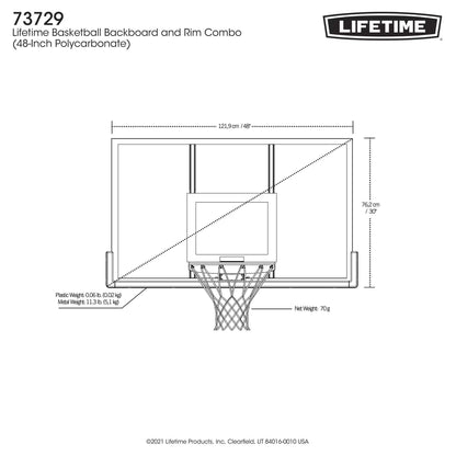 New Basketball Backboard and Rim Combo (48 Inch Polycarbonate) - 73729