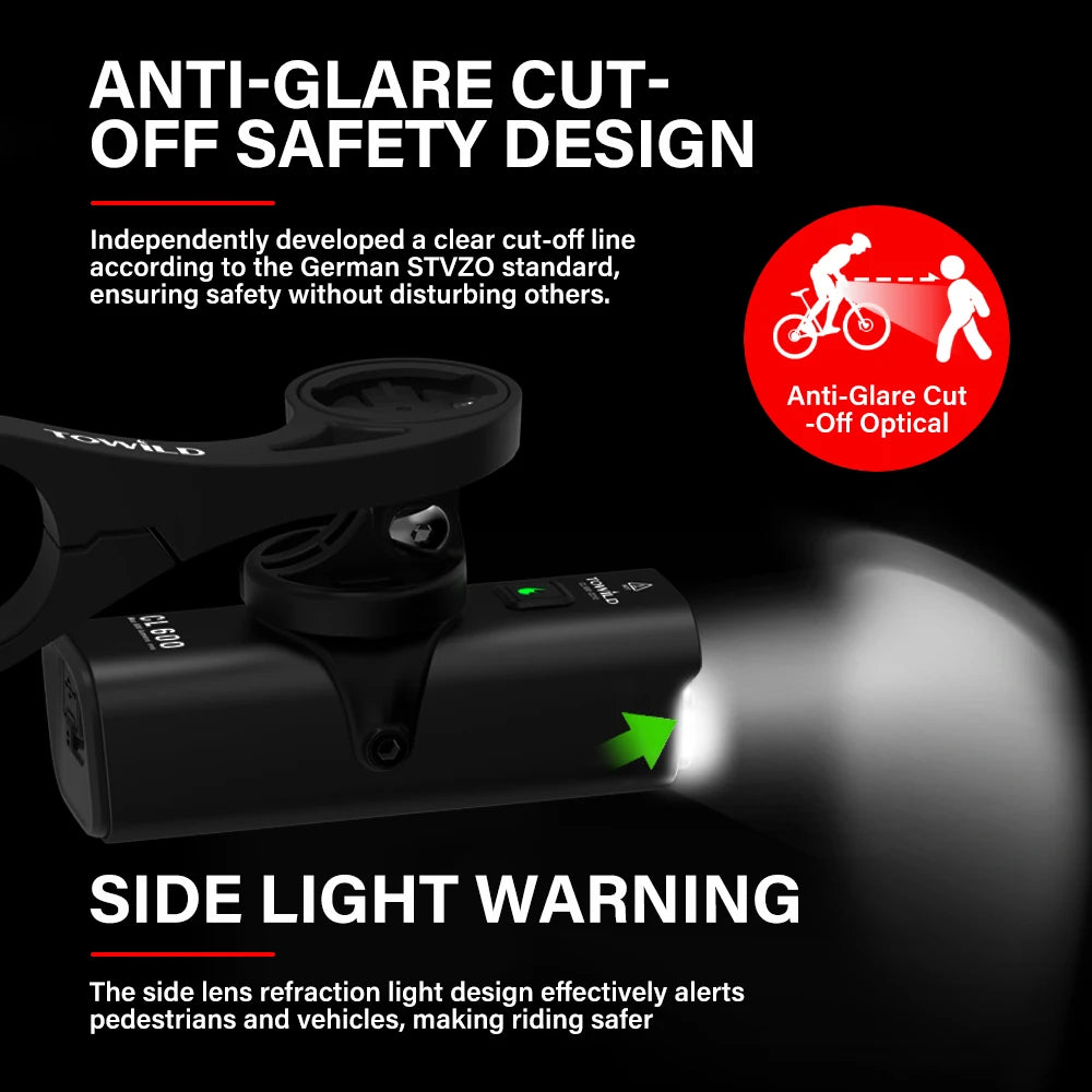 CL600LM Bike Light Front Lamp USB Rechargeable LED 2600Mah Bicycle Lights IPX6 Waterproof Headlights Bike Accessories