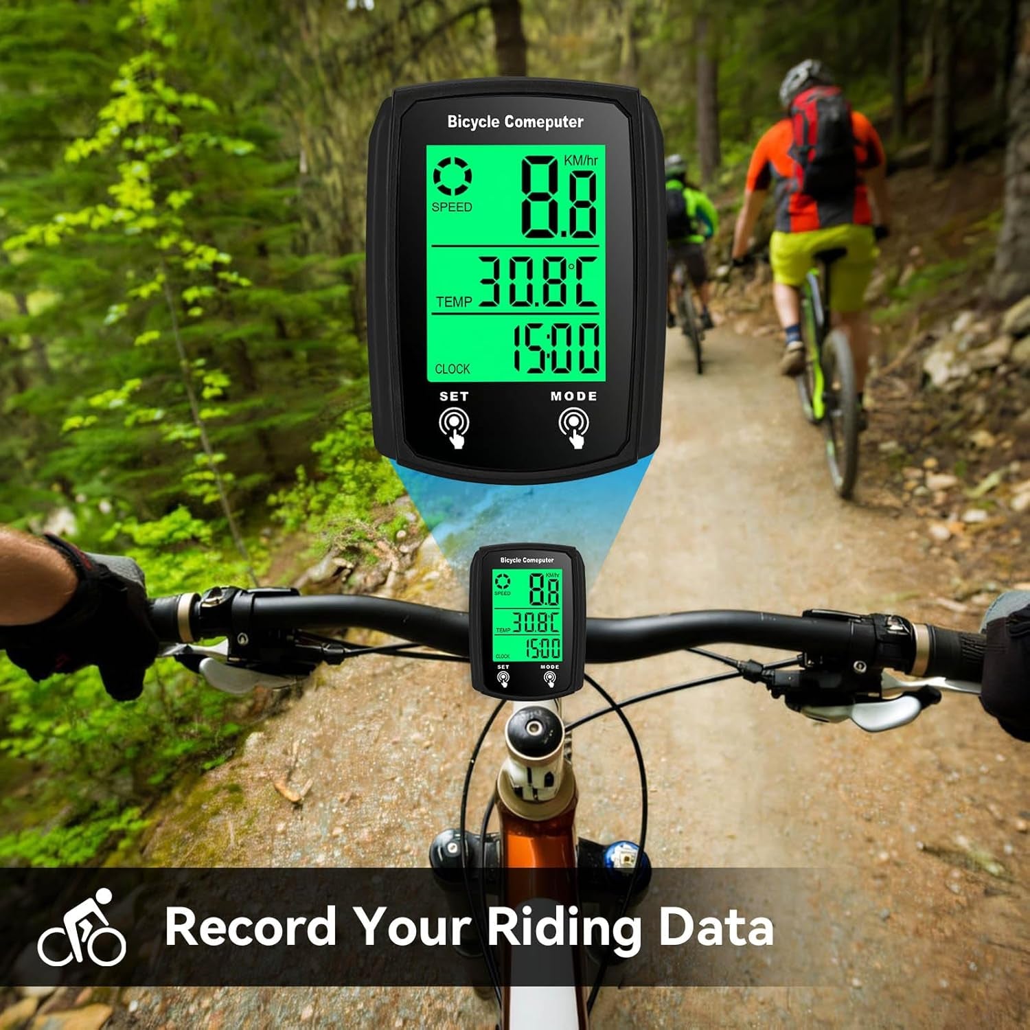 Bike Computer Wired, Bicycle Odometer Wired MPH KM/H Bike Speedometer Waterproof Bike Odometer with Touch Sensor Switch, Big Digital LCD Screen, Automatic Wake-Up