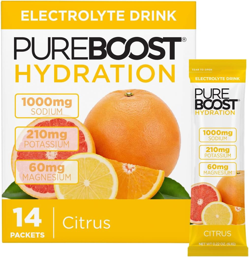 Sugar-Free Electrolyte Hydration Packets, Citrus 14Ct | Zero Calories, Fast Hydration Drink Mix with 1,000Mg Sodium, Potassium & Magnesium