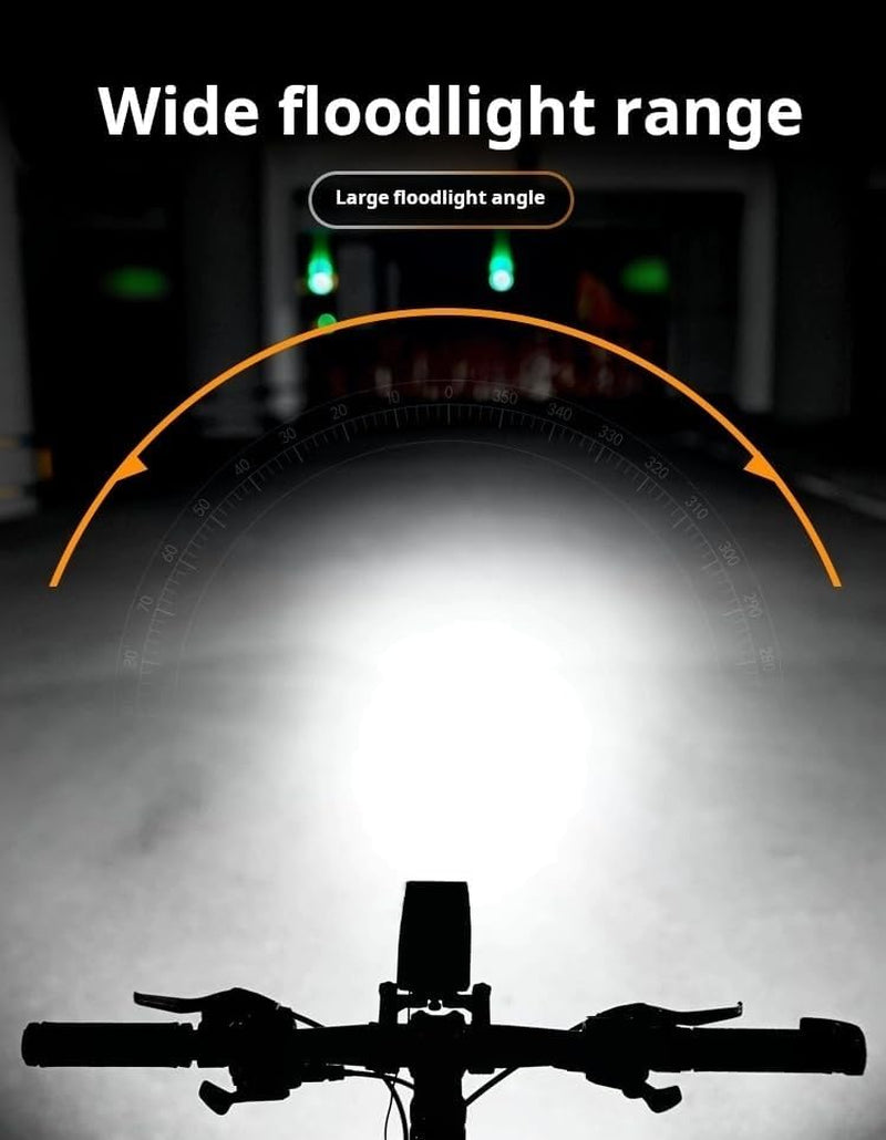 Multi-Functional Solar-Powered and USB Rechargeable Mountain Bike Night Cycling High Brightness Bike Front Light and 120Db Horn Bicycle Charging Light