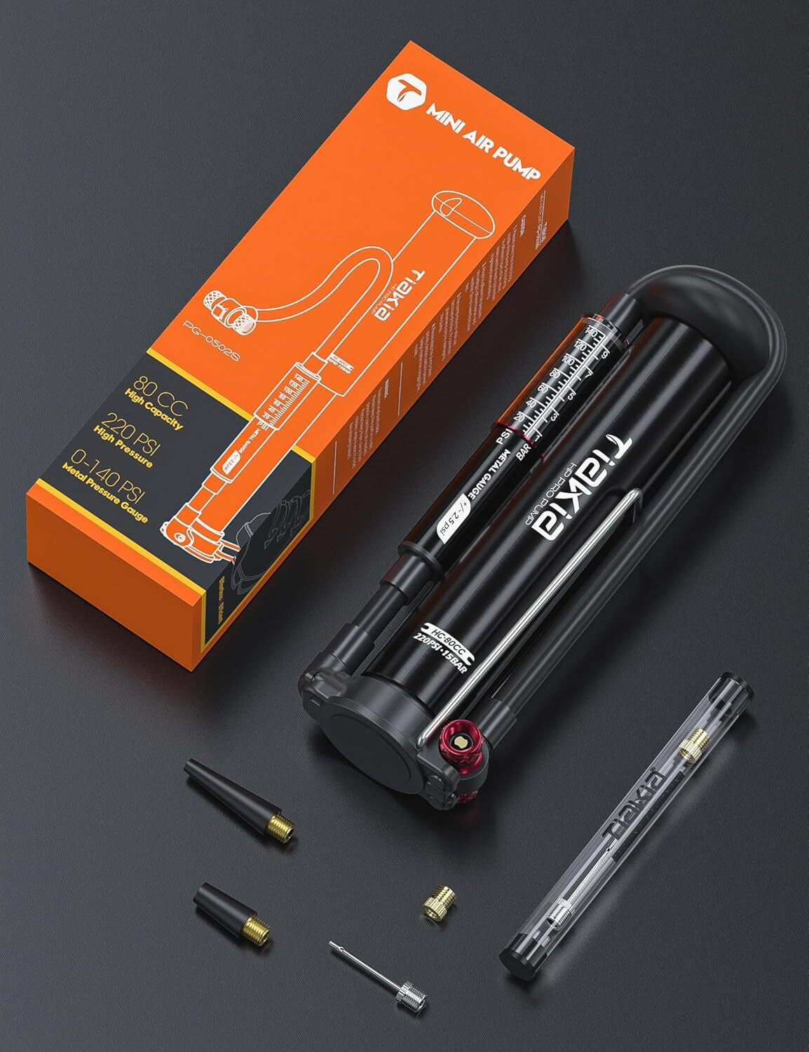 Bike Pump with Gauge, High Pressure Bicycle Pump High Volume Portable Hand Air.