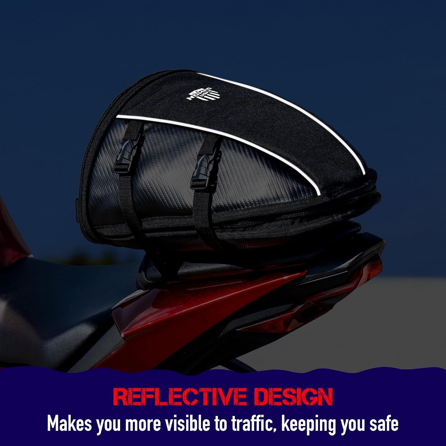 Motorcycle Tail Bag, Waterproof Street Sportsbike Rear Rack/Seat Bag Converts to Shoulder Bag, 10-15L Expandable Tail Tank Tool Pouch/Handle Carry Bag with Rain Cover, Mounting Straps