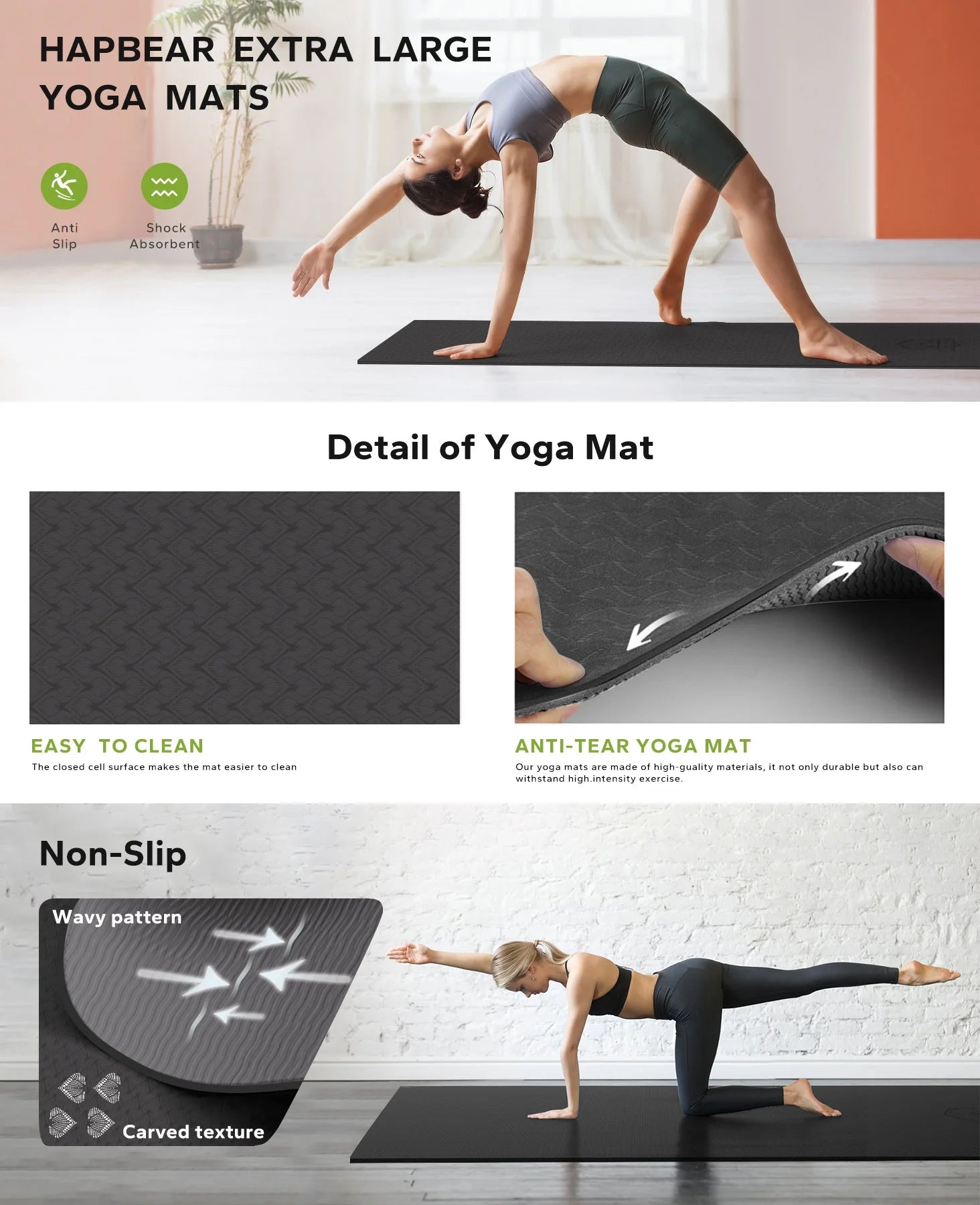 Extra Large Non-Slip Yoga Mat (6&
