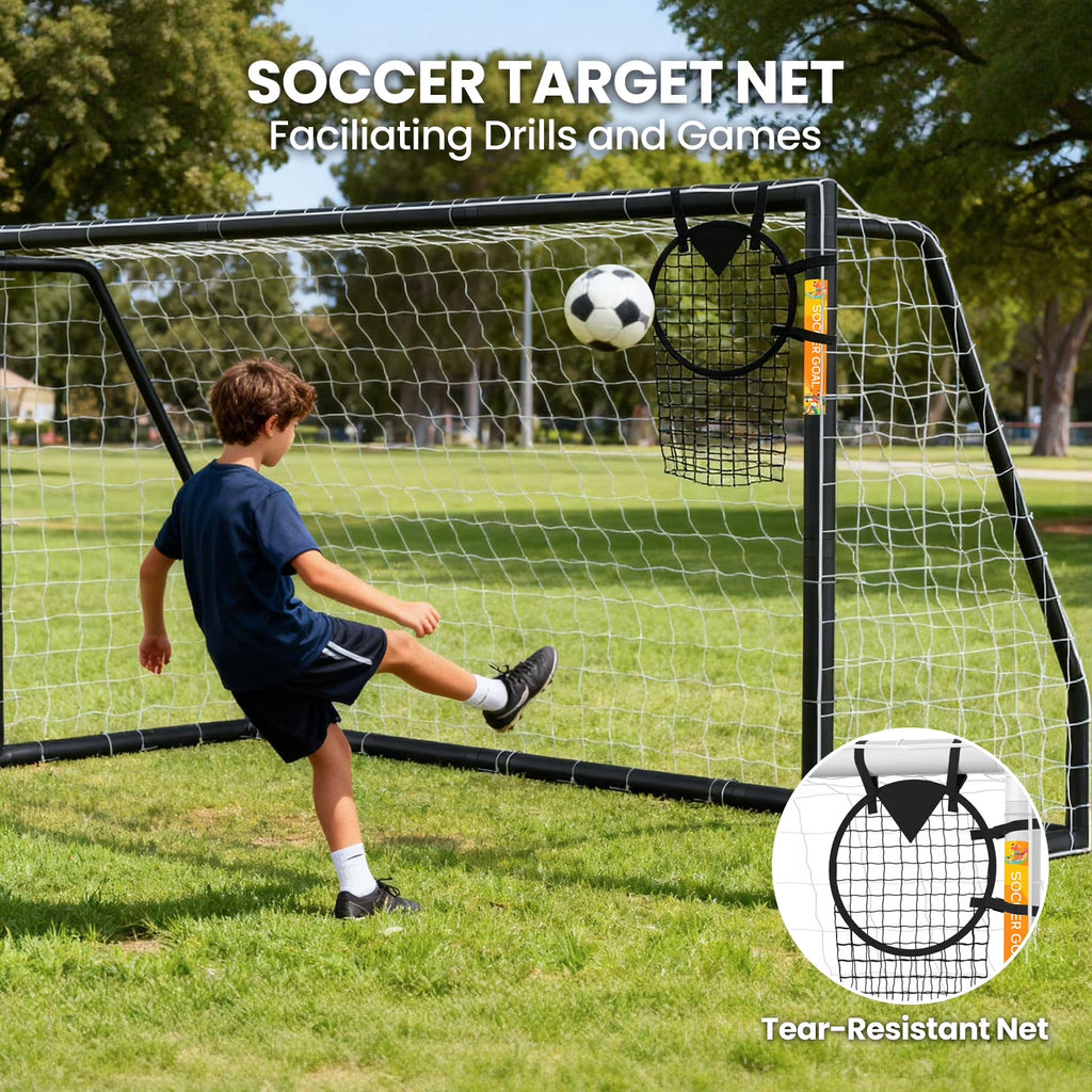 PVC Soccer Goals for Backyard,12"X6" Black Foldable Competition Practice Training Goals,Portable Soccer Training Equipment,Moveable Weatherproof Outdoor Patio for Adults Youth