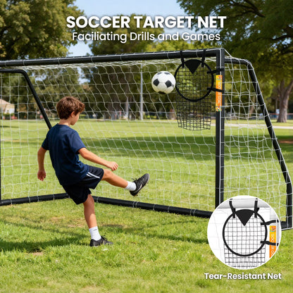 PVC Soccer Goals for Backyard,12"X6" Black Foldable Competition Practice Training Goals,Portable Soccer Training Equipment,Moveable Weatherproof Outdoor Patio for Adults Youth