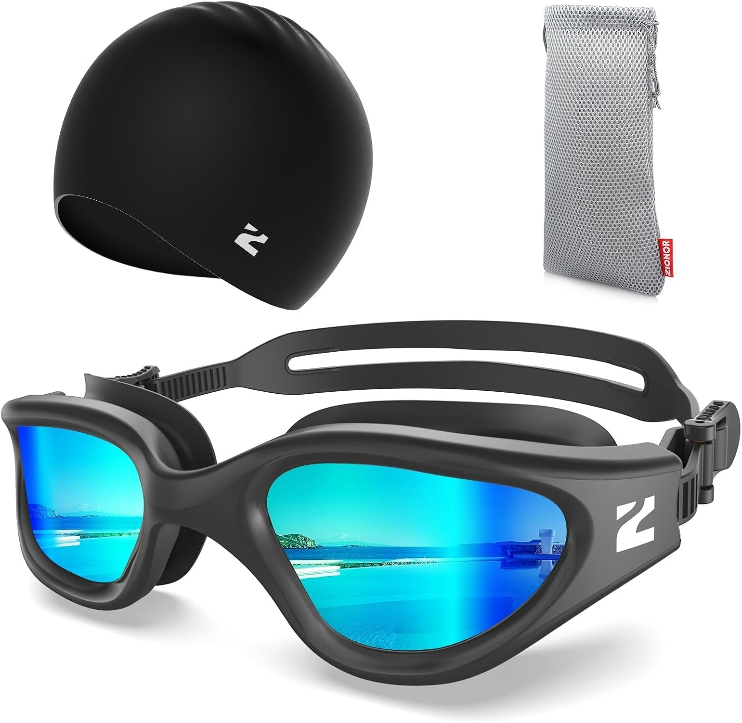Swim Goggles Adult, G1 Air Unisex No Leak Anti-Fog with Swim Cap | UV400 Protection, Wide Panoramic View, Soft Silicone Gasket