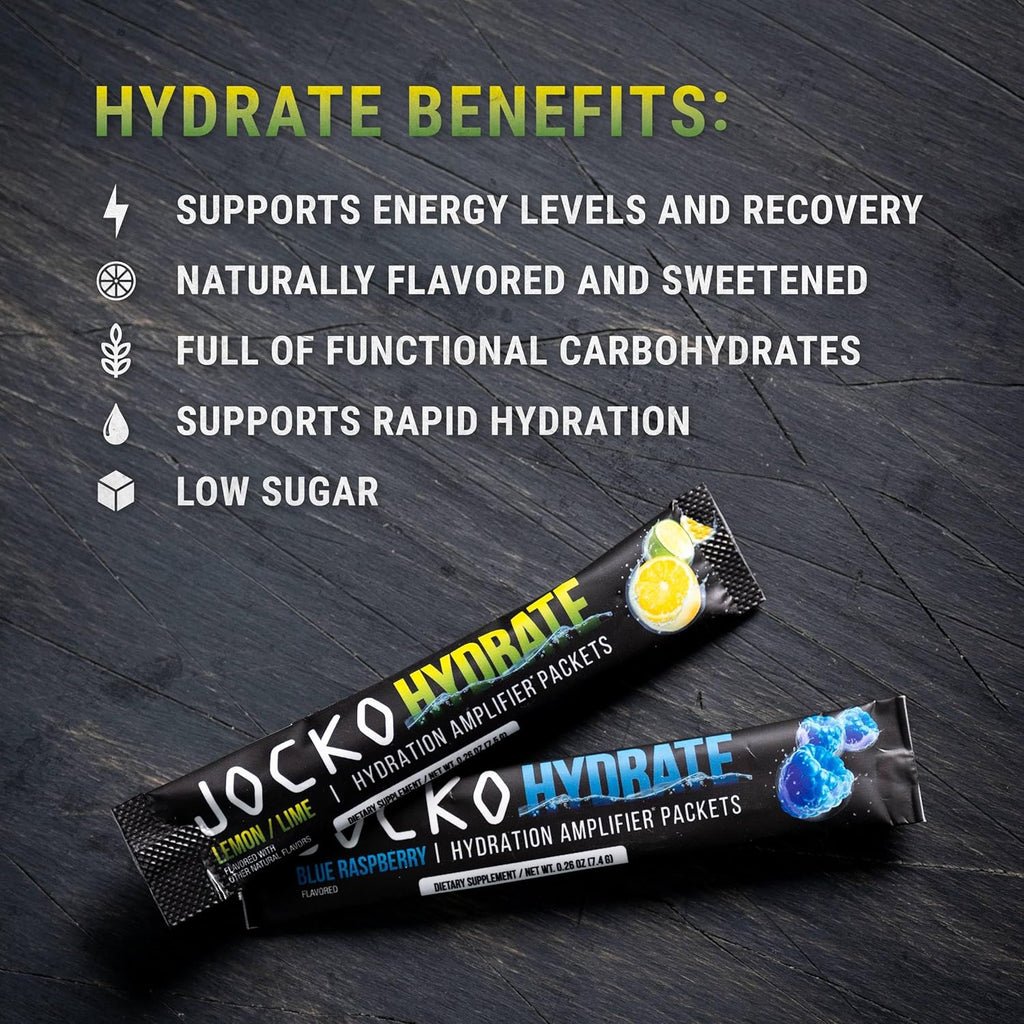 Hydrate Electrolytes Powder Packets Low Sugar - Hydration Amplifier Packets for Recovery, Dehydration, & Exercise - with Vitamins B6, B12 & C (16 Packets) Lemon Lime