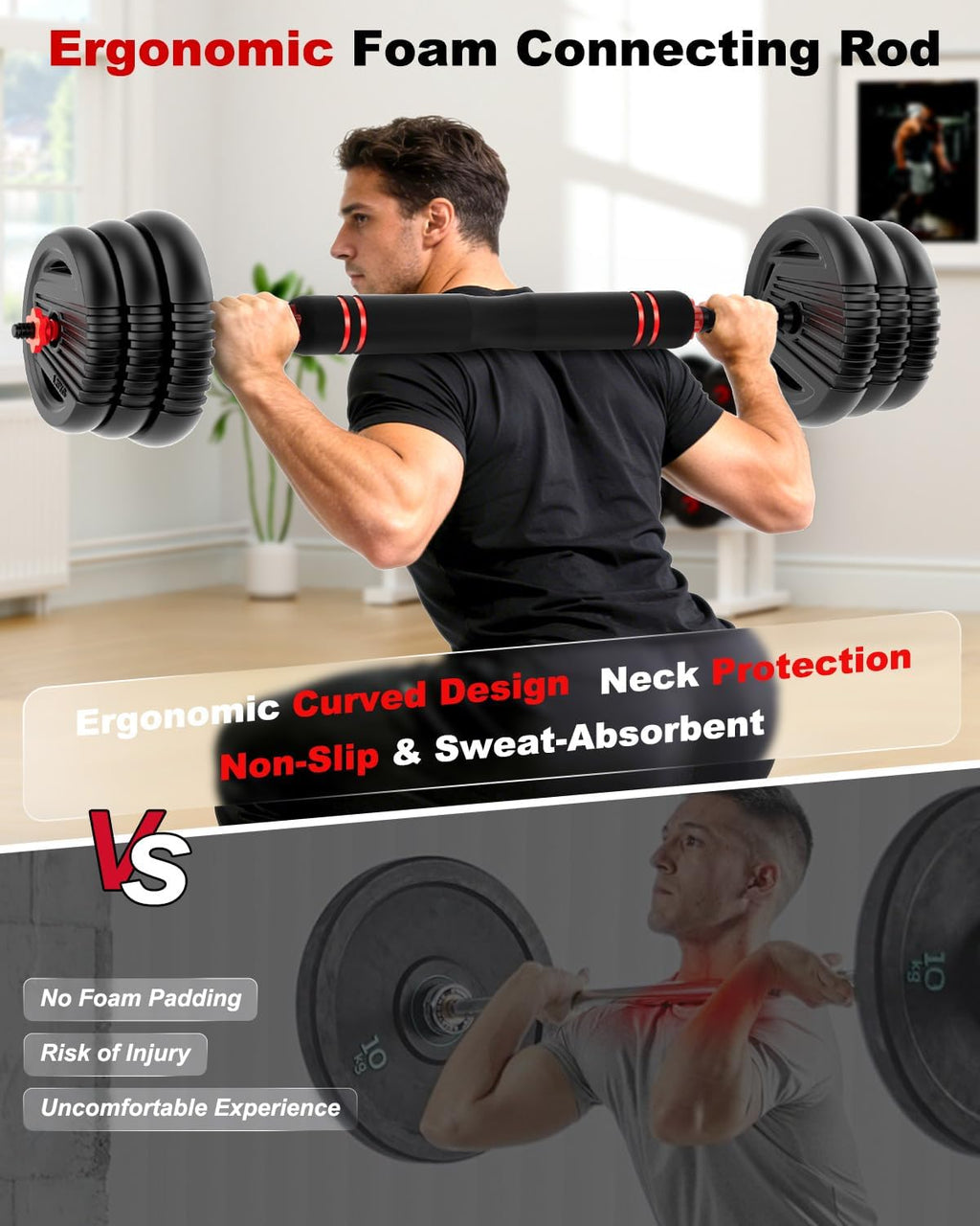 Adjustable Dumbbell Set,20/30/45/70/90Lbs Free Weight Set | 5 In1 Dumbbell Set with Connector,Used as Barbell,Kettlebells,Push up Stand,Fitness Exercises for Home Gym Suitable Men/Women