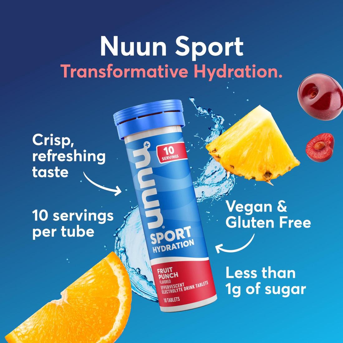 Nuun Sport Electrolyte Tablets - 4 Pack (40 Servings) - Gluten Free, Vegan,