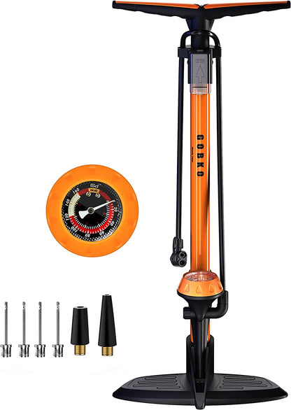 GOBKO Bike Pump with Gauge,Bicycle Floor Pump for Presta and Schrader Valves Bik
