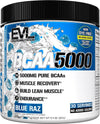 EVL Bcaas Amino Acids Powder - BCAA Powder Post Workout Recovery Drink and Stim Free Pre Workout Energy - 5G Branched Chain Amino Acids Supplement for Men - Blue Raz (Dye Free) | Bcaas Amino Acids Powder - Post Workout Recovery - Stim Free Pre Workout Energy - 5G Branched Chain Amino Acids for Men