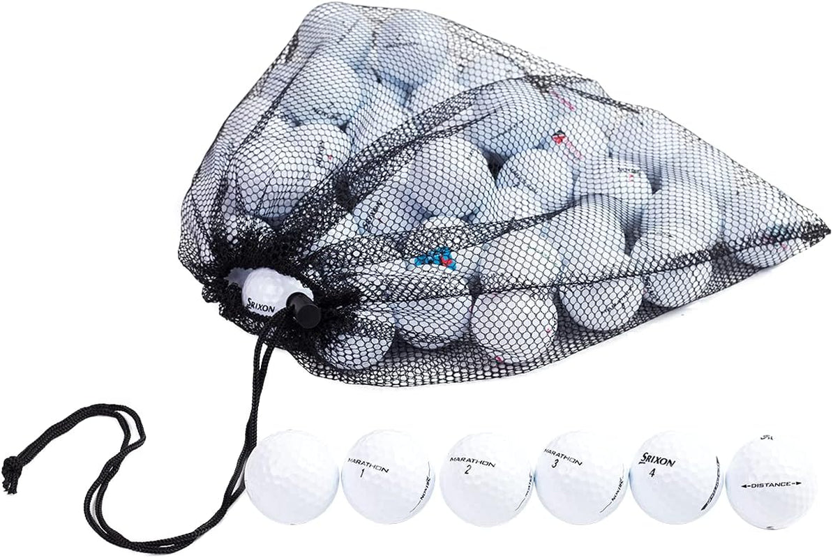 Clean Green Recycled Used Golf Balls - 48 Bulk Srixon Golf Balls for Men - Good Condition - Includes Mesh Carrying Bag and Different Models