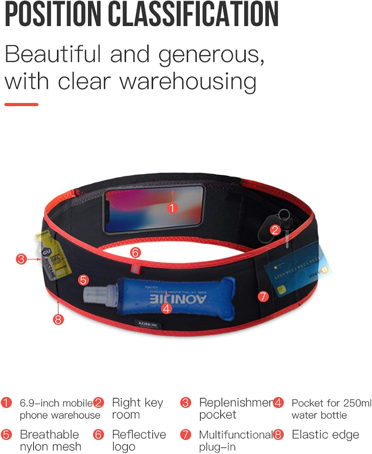 Hydration Belt Running Fanny Pack, with 250Ml Soft Water Bottle Flask Phone Holder for Trailing Running Climbing Jogging Cycling Workout Fitness 3 Colors (Black, S/M)