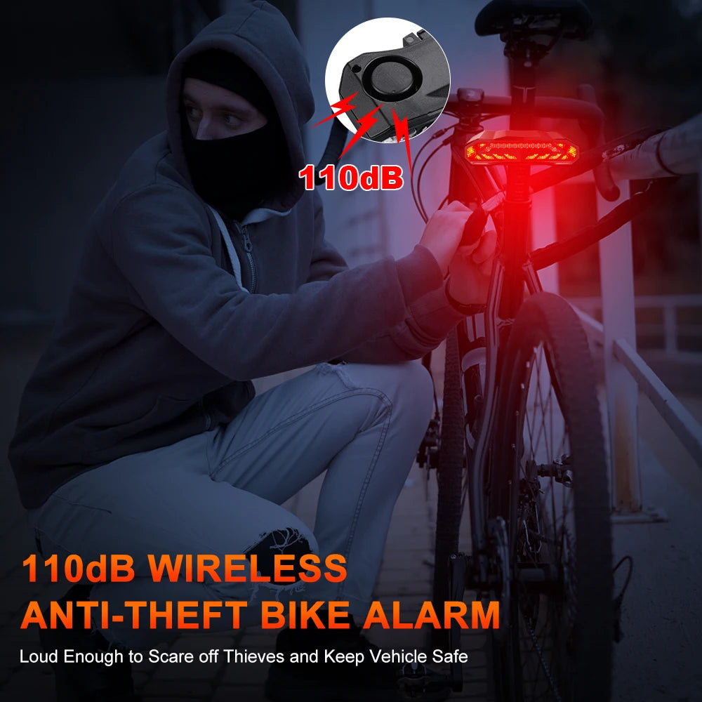 Rockbye Bike Front Light with Horn Alarm Remote Control IPX5 Bicycle Tail Headlight with Turn Signal Brake Light Rechargeable