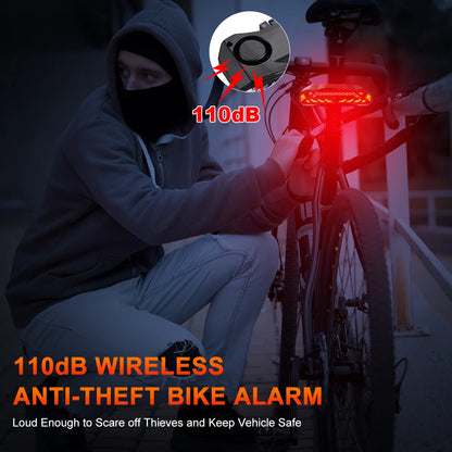 Rockbye Bike Front Light with Horn Alarm Remote Control IPX5 Bicycle Tail Headlight with Turn Signal Brake Light Rechargeable
