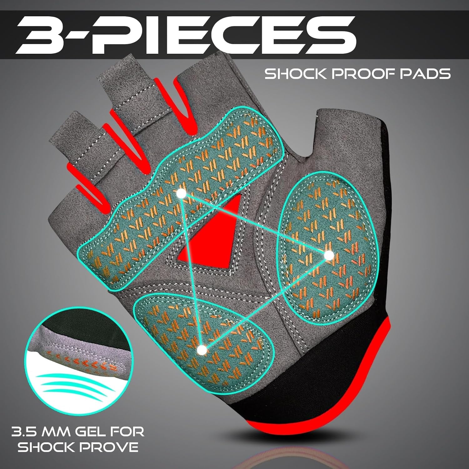 Cycling Gloves for Men Women,Half Finger Unisex Gel Padded Anti-Slip Mountain Bike Gloves, Breathable Shock Absorption Grip Palm Bicycle Summer Riding MTB Bike Gloves