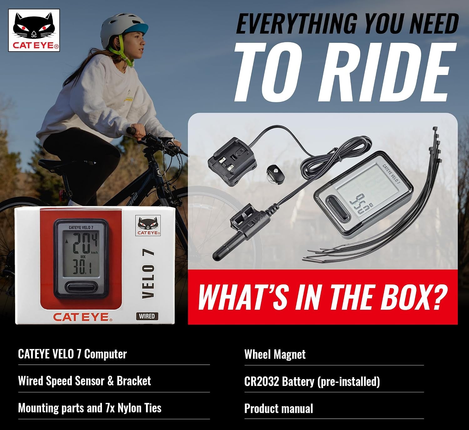 Wired Bike Computer | Entry-Level Speedometer and Odometer, Perfect for Beginner Cyclists, Auto Start/Stop, Easy Setup for Road, MTB, Gravel Bikes