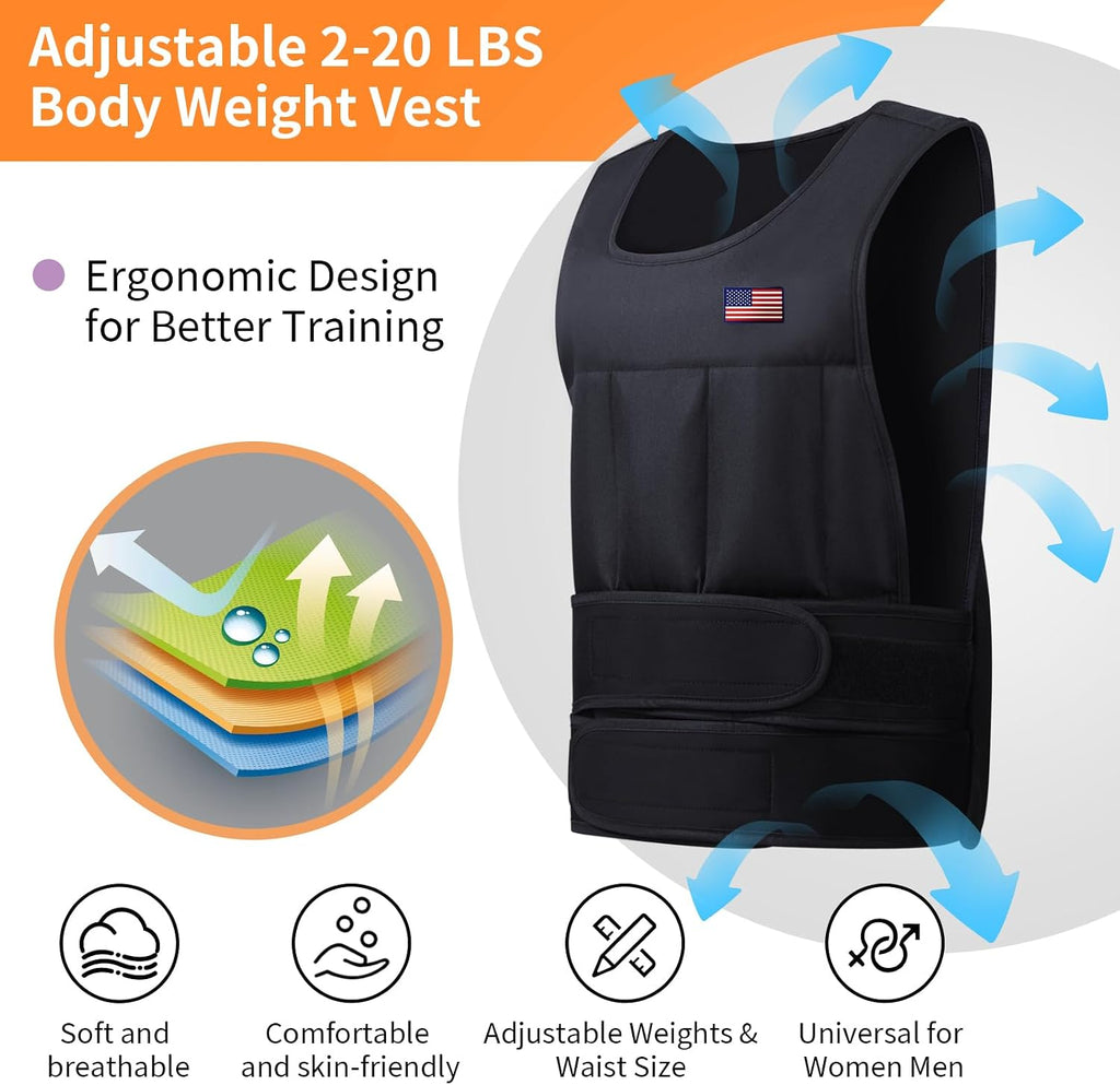 Adjustable Weighted Vest for Men Women,2-30 Lbs Adjustable Weighted Vest with Straps Womens Running Weight Vest for Walking Strength Training Fitness