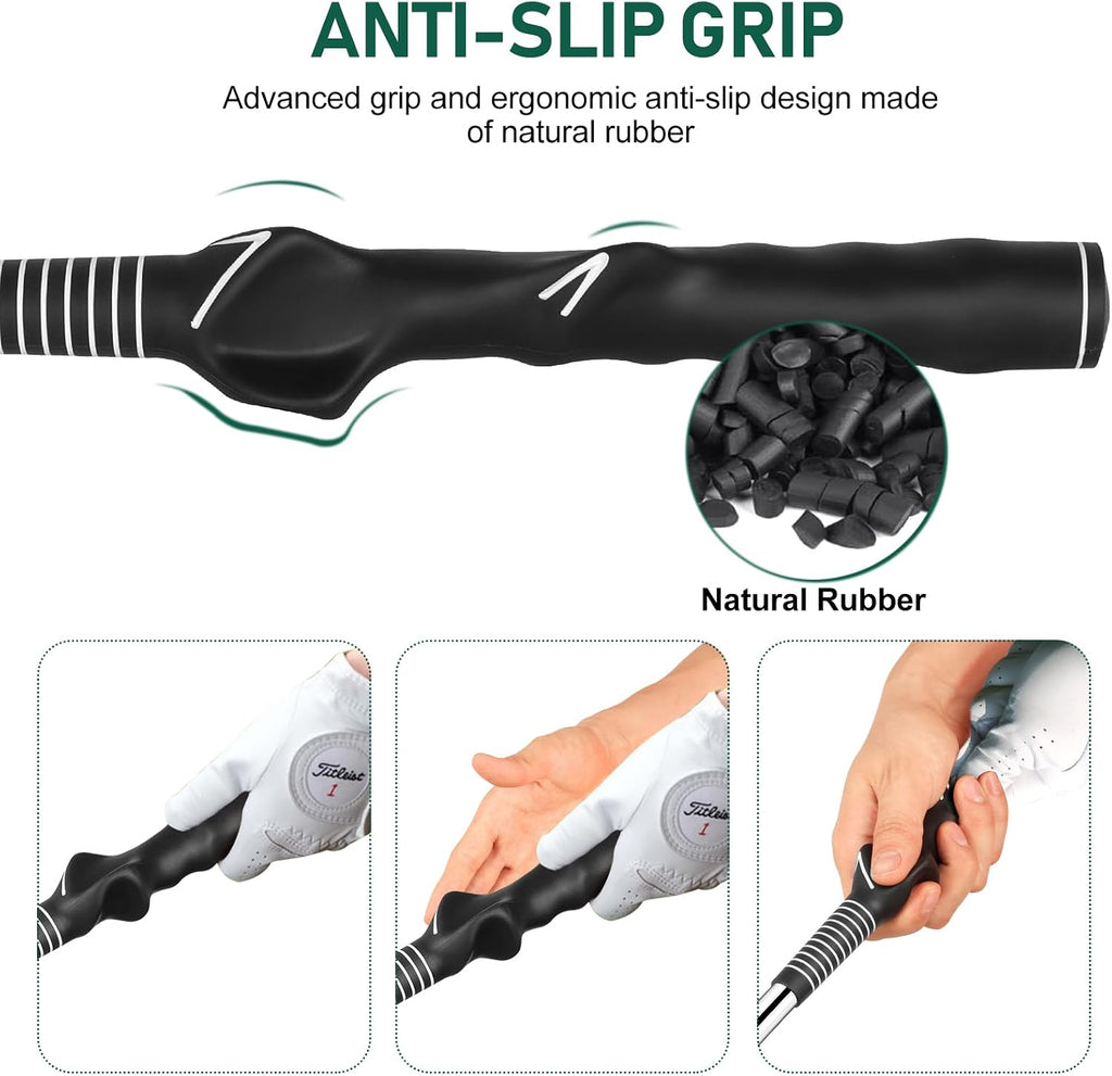 Retractable Golf Swing Trainer with Golf Grip Trainer & Arm Band | Telescopic Club Retractable Golf Swing Training Aid /Tempo Stick Golf/Warm Up/Indoor Golf Practice | Golf Grip Trainer