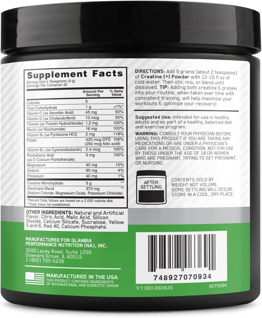 Creatine Monohydrate plus Powder, Orange Passionfruit Flavored Creatine Performance Blend with Electrolytes for Hydration, Added Vitamins, 40 Servings, 360 Grams (Packaging May Vary) | Monohydrate Creatine Performance Blend, with Electrolytes for Hydration, Added Vitamins, Supports Energy and Muscle Recovery