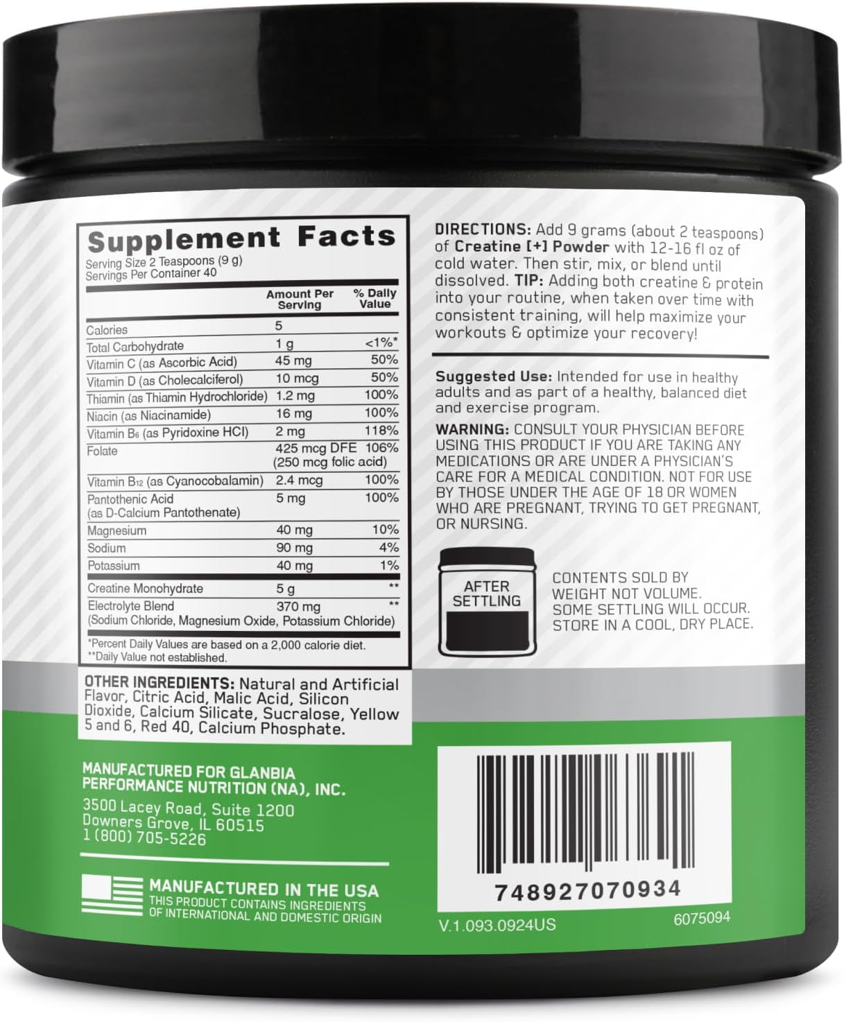 Creatine Monohydrate plus Powder, Orange Passionfruit Flavored Creatine Performance Blend with Electrolytes for Hydration, Added Vitamins, 40 Servings, 360 Grams (Packaging May Vary) | Monohydrate Creatine Performance Blend, with Electrolytes for Hydration, Added Vitamins, Supports Energy and Muscle Recovery