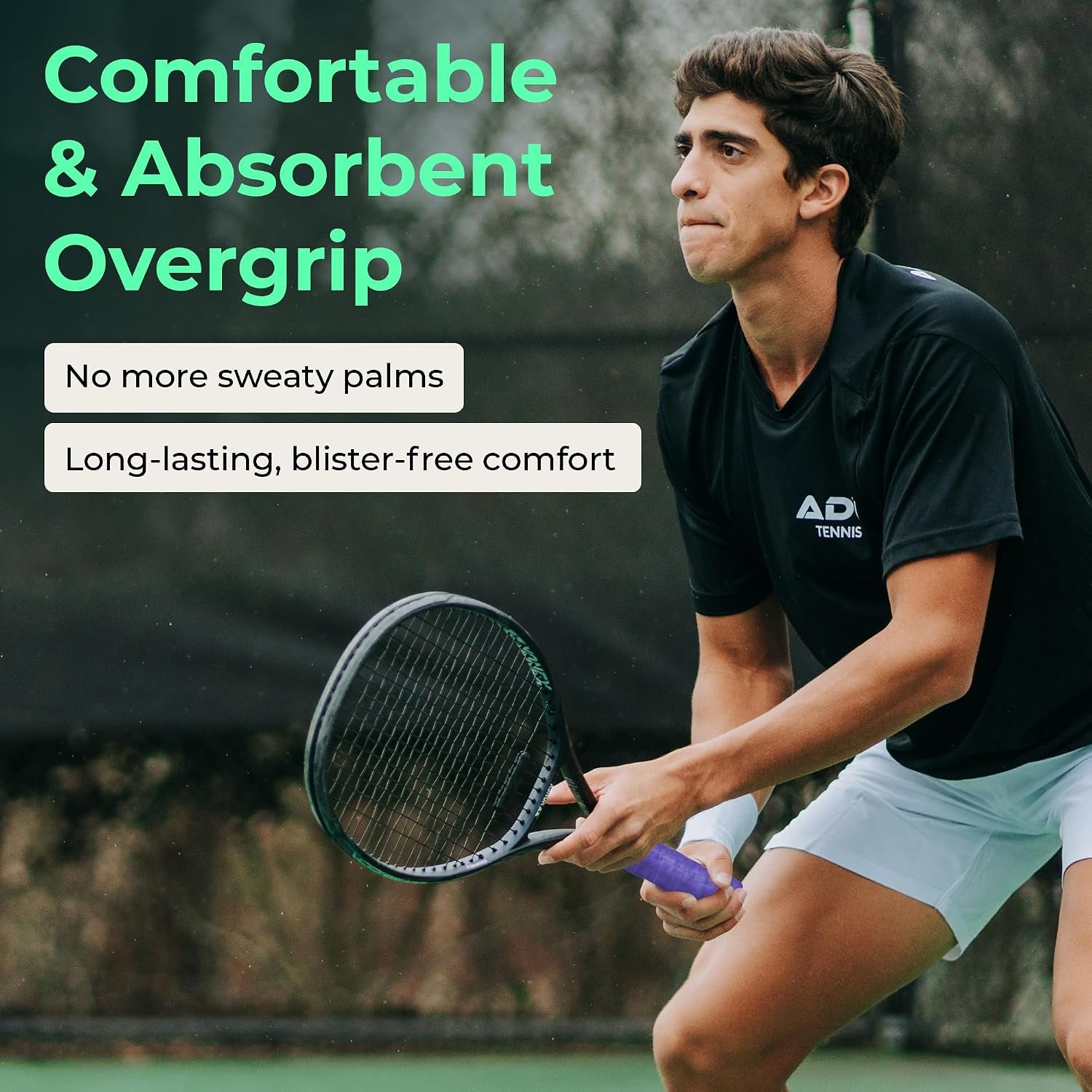 ADV Felttac Tennis Racket Grip Tape - Absorbent Dry Non-Slip Overgrip | Dry Felt Finish for Sweaty Hands, Absorbs Instead of Wicking, Replaces Worn Racquet Handle Grip, Installs in a Minute