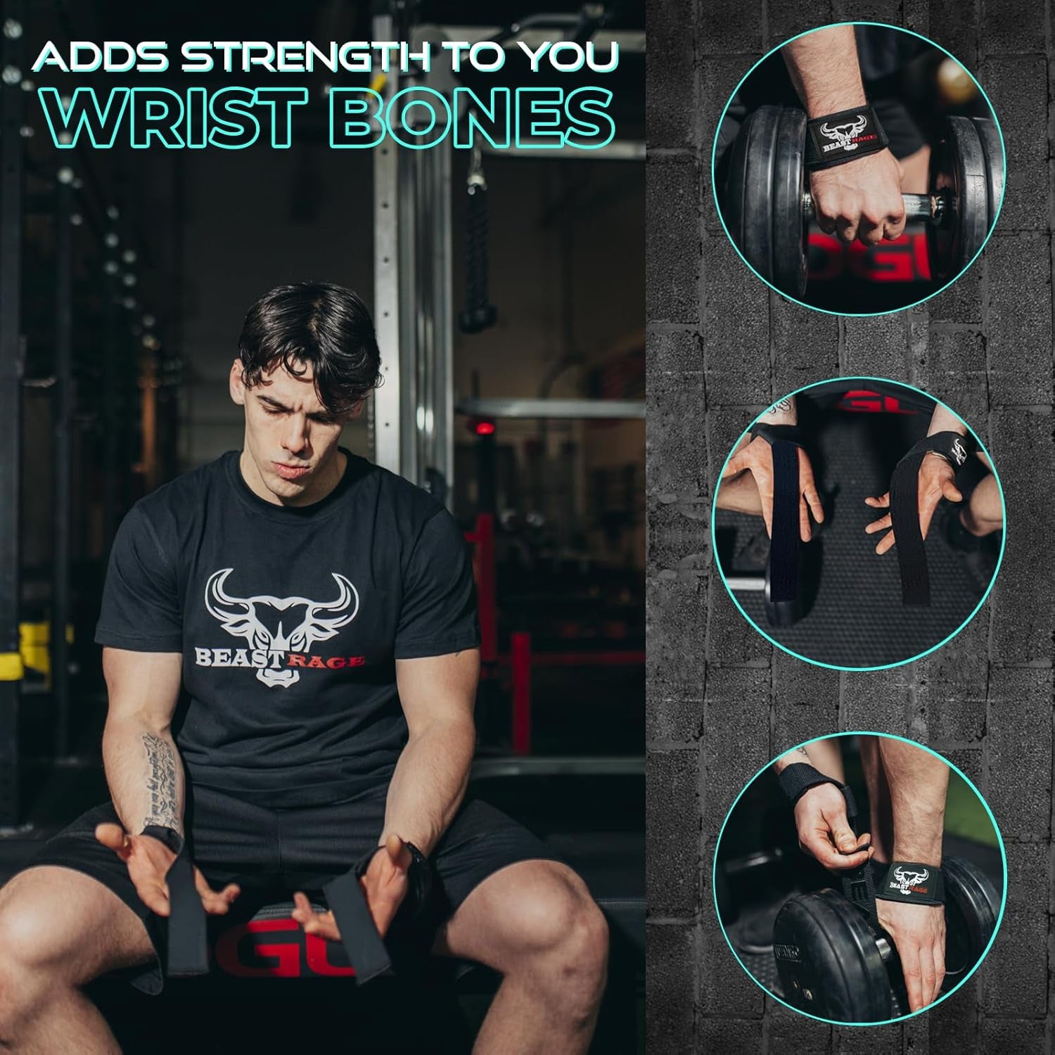 Lifting Wrist Straps for Weightlifting, Straps Gym Grip Power Workouts Lifting Straps Padded Neoprene & Premium Cotton Men Women, Deadlift Bodybuilding Exercise Lifting Straps