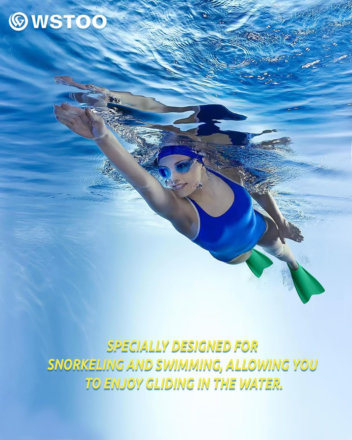 Streamlined Swimming Fins,Training Short Flippers,Silic