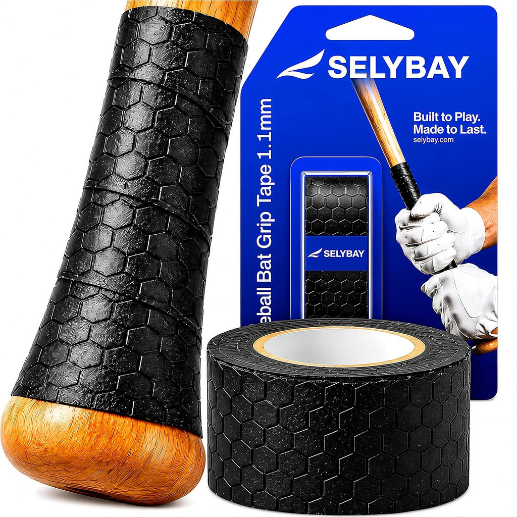 Baseball Bat Grip Tape 1.1Mm - Softball Bat Wrap, Stick Grip Tape Black | Bat Grips Fit All Bats, Baseball Grip Tape, Bat Tape Grip Cushion, Reduces Hand Sting
