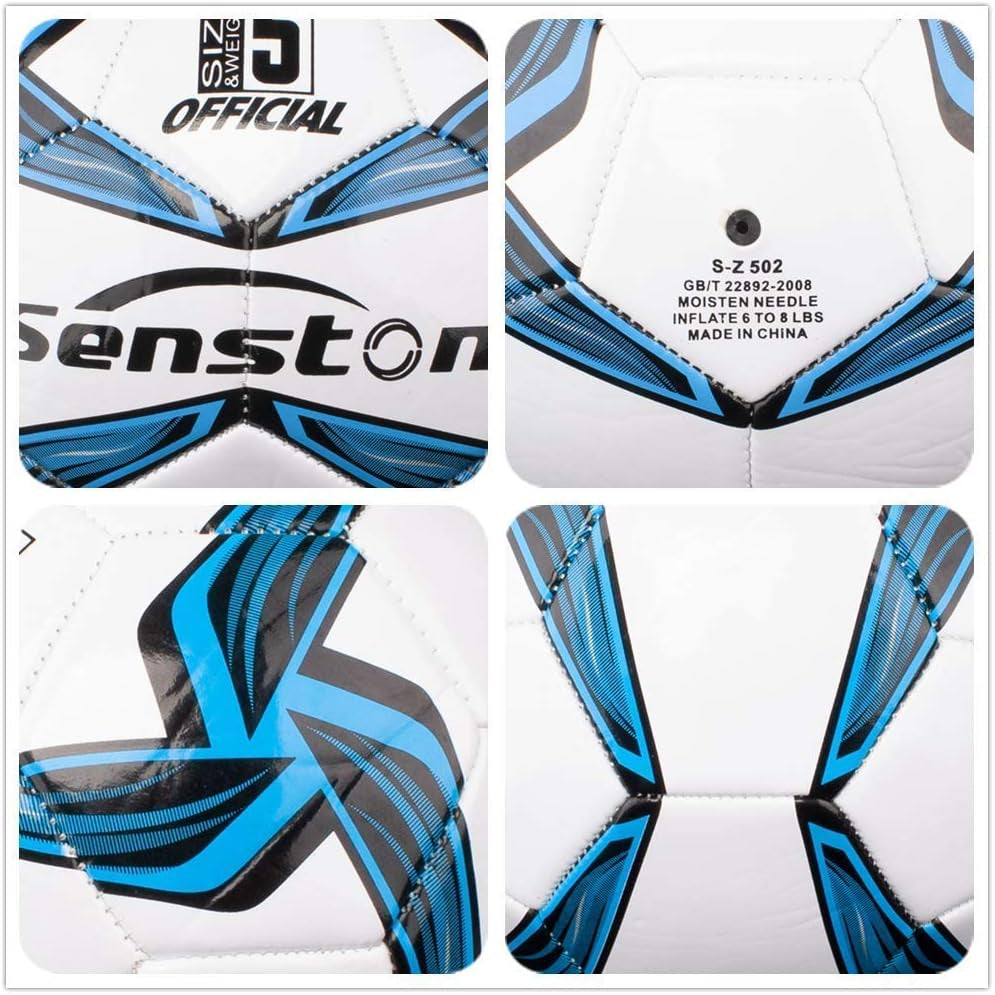Soccer Ball Size 4 & 5 Durable PVC Training Football with Pump | Shape Retention, Stable Flight Performance, Sturdy and Wear-Resistant, High Value Soccer Set, Waterproof, Easy to Clean
