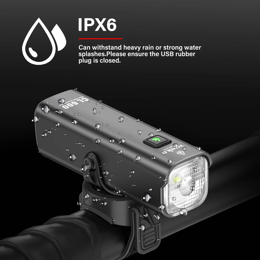 CL600LM Bike Light Front Lamp USB Rechargeable LED 2600Mah Bicycle Lights IPX6 Waterproof Headlights Bike Accessories