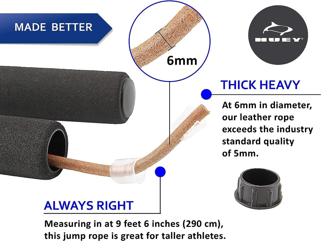 Sport Leather Jump Rope Skipping Rope for Speed Quiet Training Boxing MMA Cardio Crossfit Fitness Workout Indoor and outside Exercise for Adult Kids Men and Women (5.5 Oz)