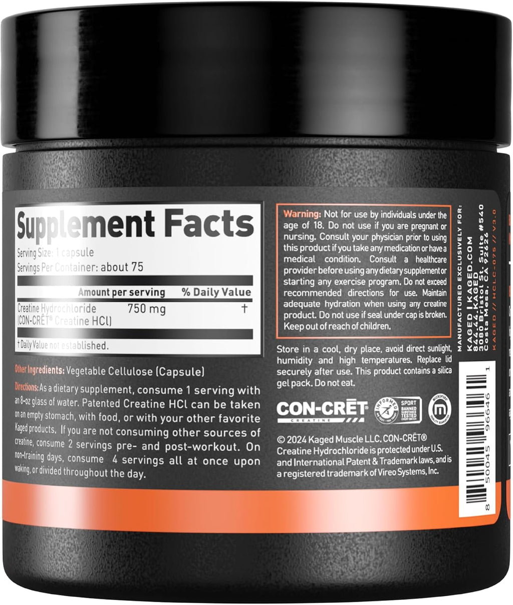 Creatine Hcl Capsules | 7X Concentrated Vs Mono | Muscle Building & Recovery | High Absorption | No Bloating | Creatine for Men & Women | Vegan, Gluten Free | Unflavored | 75 Servings