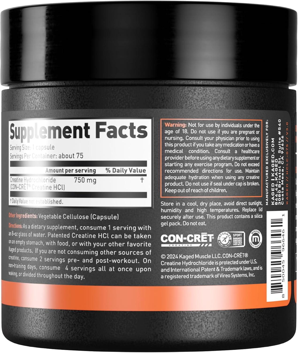 Creatine Hcl Capsules | 7X Concentrated Vs Mono | Muscle Building & Recovery | High Absorption | No Bloating | Creatine for Men & Women | Vegan, Gluten Free | Unflavored | 75 Servings