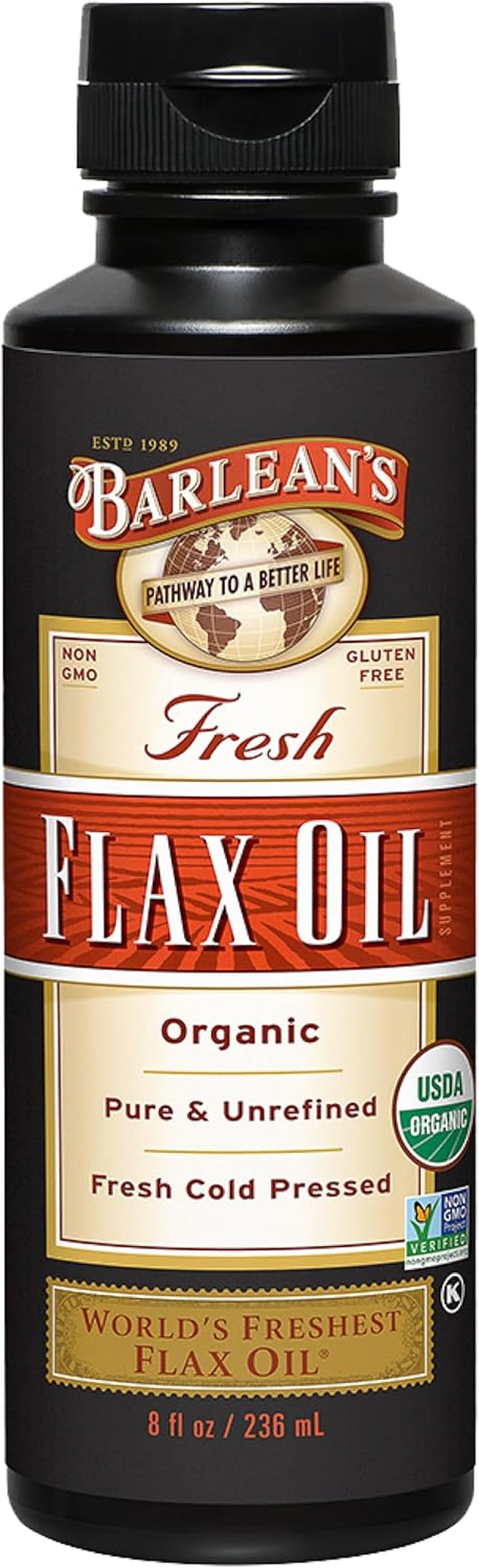 Organic Flaxseed Oil Liquid from Fresh Cold Pressed Flax Seeds, 7,640Mg ALA Omega 3 Fatty Acid Supplement for Skin and Hair Care, Vegan & Gluten Free, 8 Oz | Fresh Cold-Pressed Flax Seeds, ALA Omega 3-6-9, Vegan, Non-Gmo, Gluten-Free, Unrefined, Supports Heart, Skin & Hair