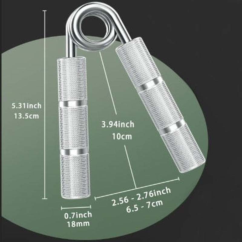 Silver Metal Hand Grip Set, 50LB-400LB No Slip Heavy-Duty Grip Strengthener Great Wrist & Forearm Hand Exerciser, Home Gym, Hand Gripper Grip Strength Trainer