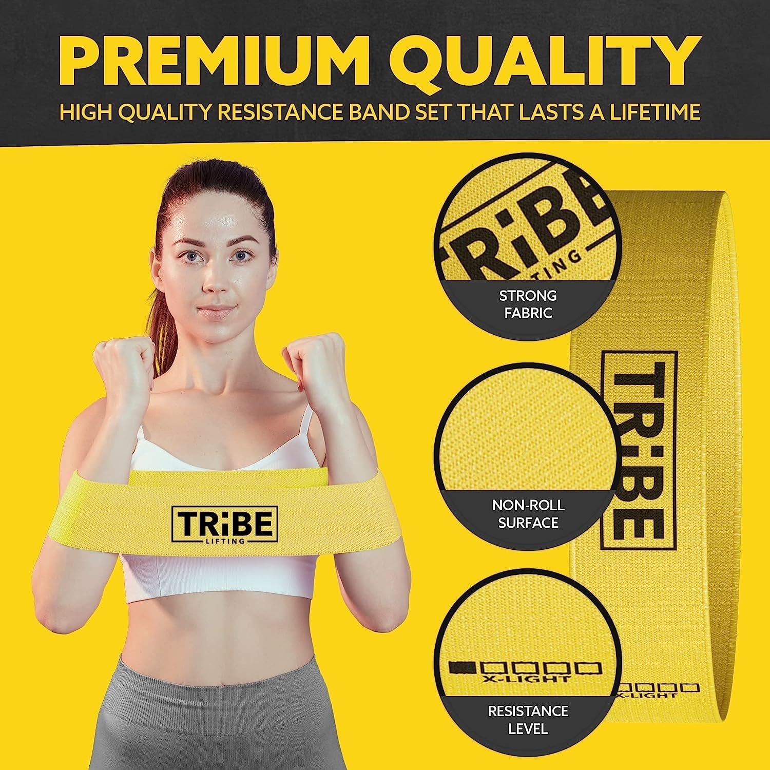 Fabric Resistance Bands for Working Out, 5-Band Set for Legs and Glutes | Booty Bands for Women and Men, 5 Resistance Levels, for Glute Activation, Hip Training, Squats, Lunges and Physical Therapy