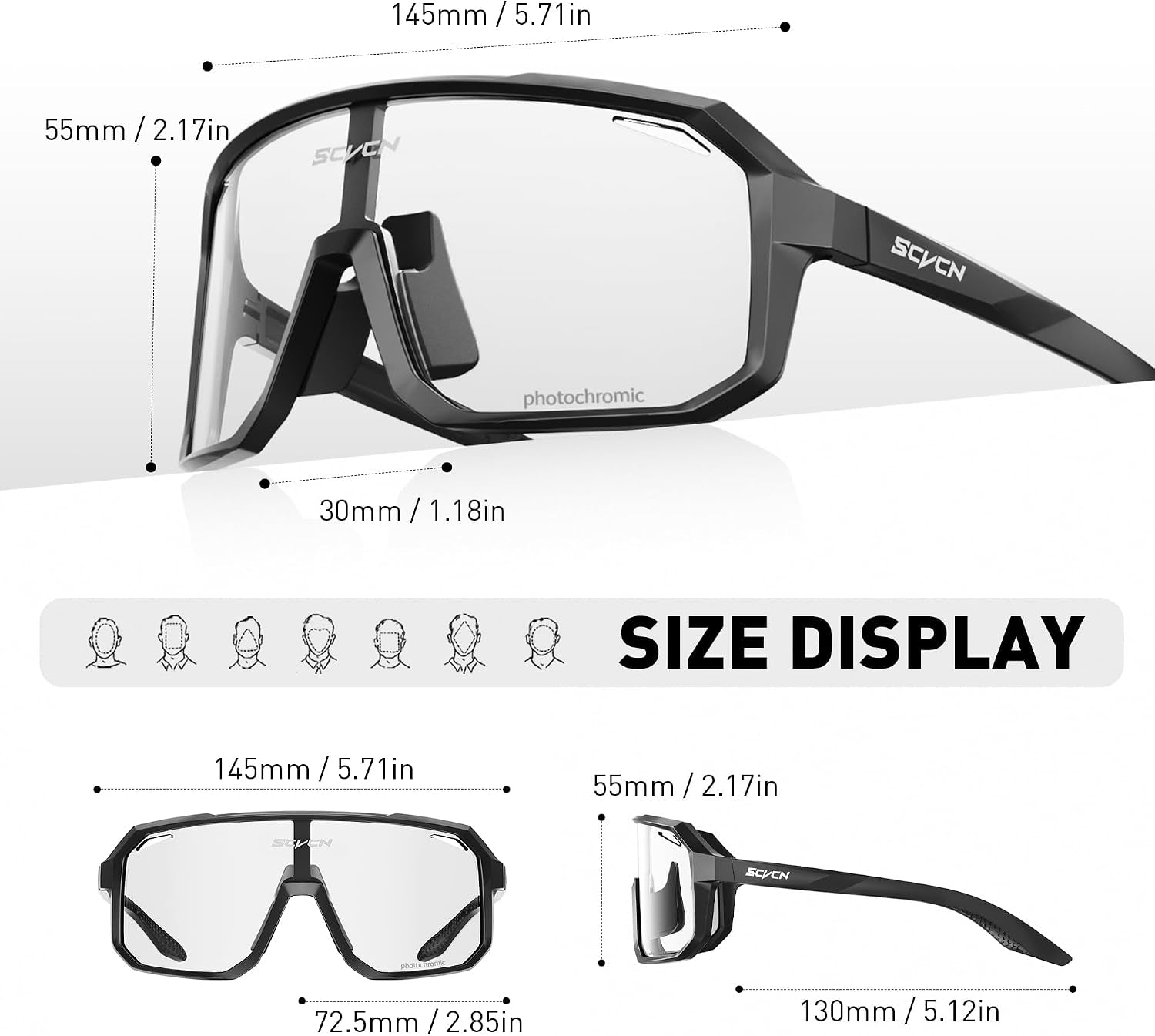 Photochromic Cycling Glasses Sport Sunglasses Clear MTB BMX Men Women Running Driving S62