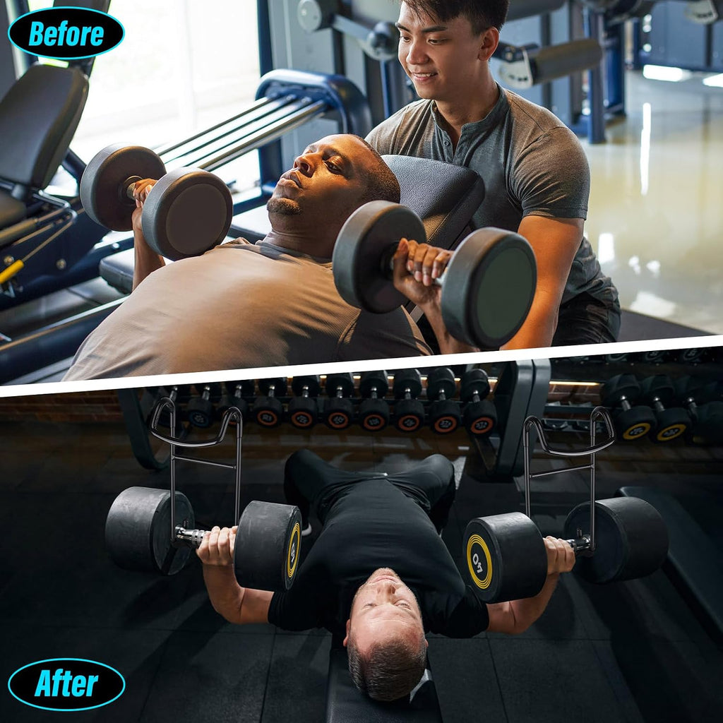 Dumbbell Spotter Hooks Hangers, Heavy Power Dumbbells Rack Attachments for Dumbbell Bench Press Hold up 225LB, Safety Connector Perfect for Hanging Dumbbells to Barbells for Chest Workout