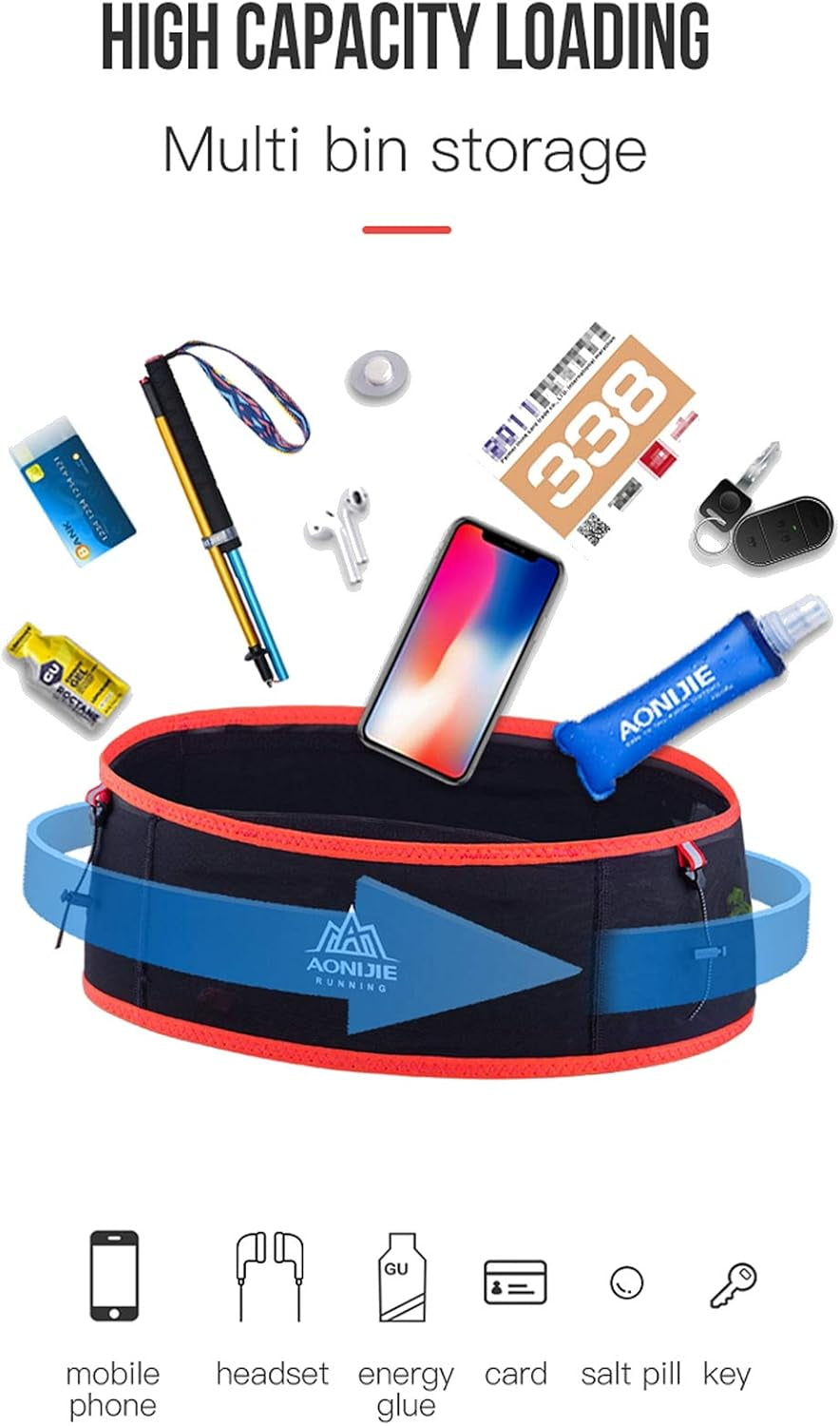 Hydration Belt Running Fanny Pack, with 250Ml Soft Water Bottle Flask Phone Holder for Trailing Running Climbing Jogging Cycling Workout Fitness 3 Colors (Black, S/M)