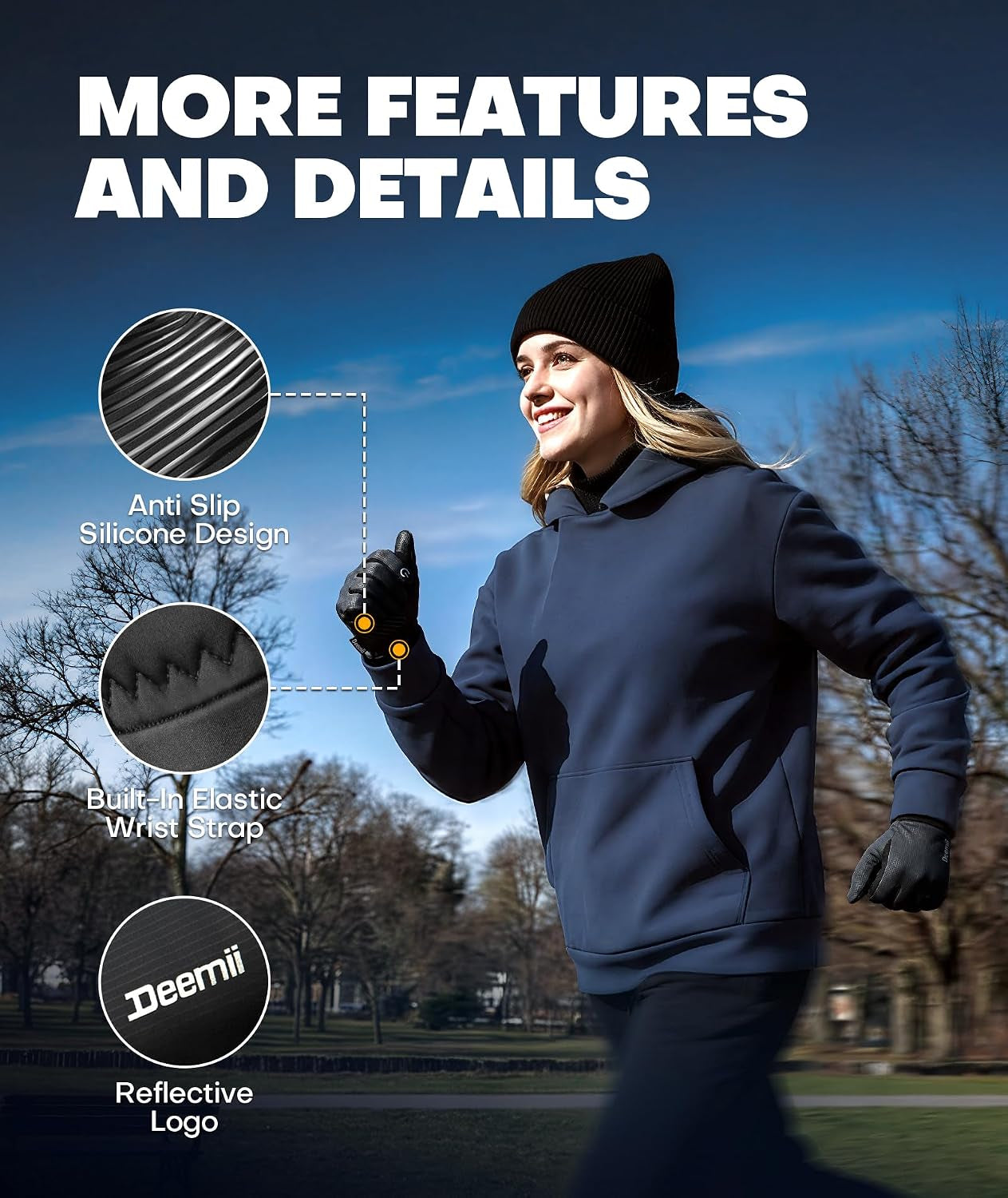 Winter Gloves Men Women Made with 3M Thinsulate, Lightweight Thermal Warm Gloves for Cold Weather with Touch Screen Fingers, Water Resistant Running Gloves for Cycling, Hiking, Driving