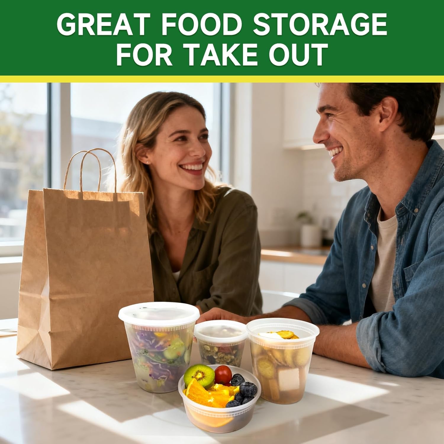 60 Set Deli Containers with Lids, 32/16/8 Oz X 20 Set Each | Leak-Proof BPA Free Plastic Take Out Bowls, Food Storage Containers for Takeout, Freezer, Microwave & Dishwasher Safe